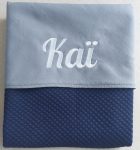 Donkerblauw katoen en grijs