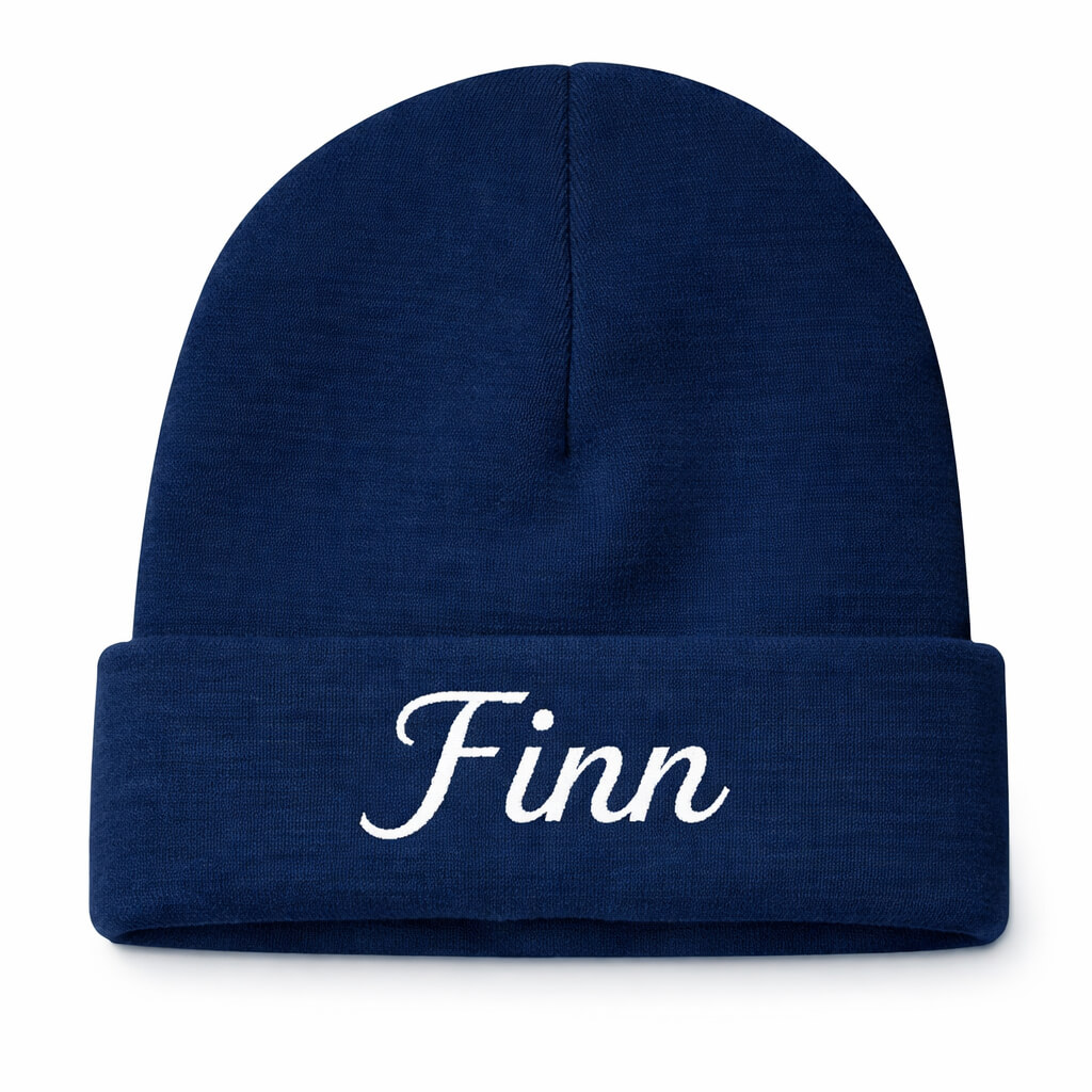 Donker blauw baby newborn muts met naam - GEBORDUURD
