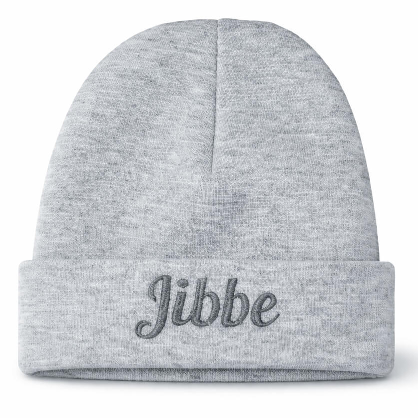 Licht grijs Gepersonaliseerd Newborn Mutsje met Naam – 100% Katoen – Geborduurd Baby Babybeanie
