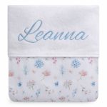 Gepersonaliseerd babydeken met geborduurde naam / Lelie - pluim - hortensia