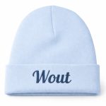 Licht blauw gepersonaliseerd Newborn Mutsje met Naam – 100% Katoen – Geborduurd Baby Babybeanie