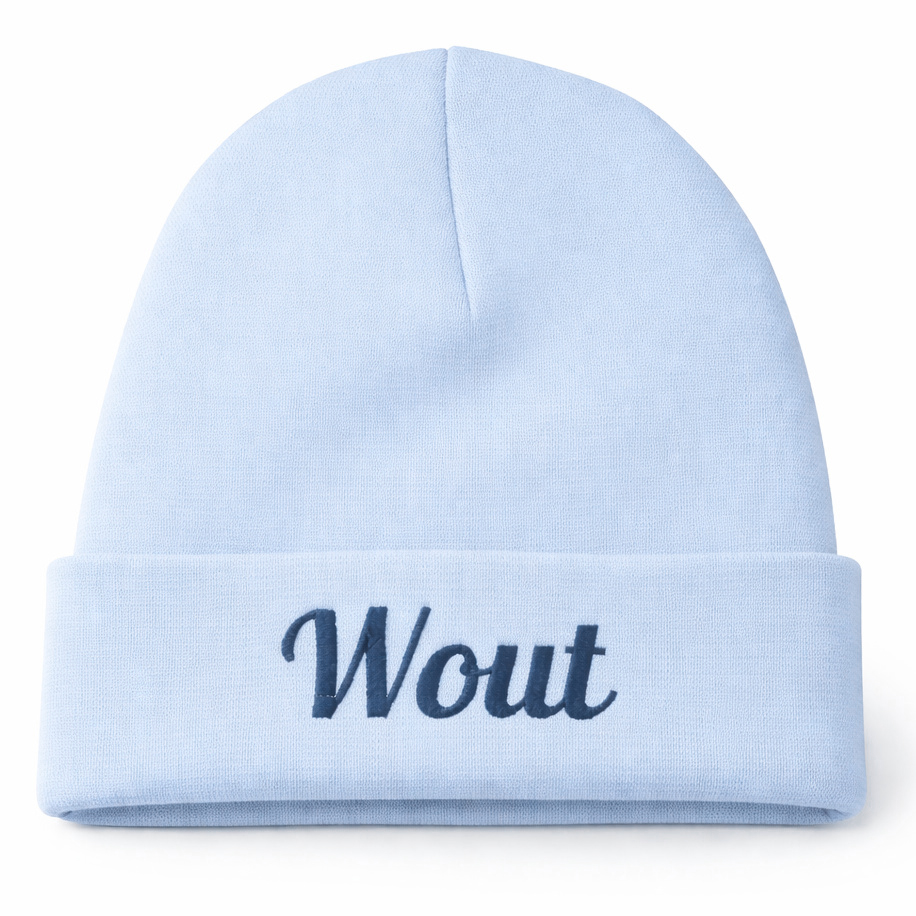 Licht blauw gepersonaliseerd Newborn Mutsje met Naam – 100% Katoen – Geborduurd Baby Babybeanie