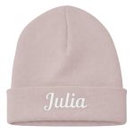 Poeder roze gepersonaliseerd Newborn Mutsje met Naam – 100% Katoen – Geborduurd Baby Babybeanie