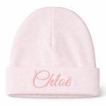 Licht roze gepersonaliseerd Newborn Mutsje met Naam – 100% Katoen – Geborduurd Baby Babybeanie