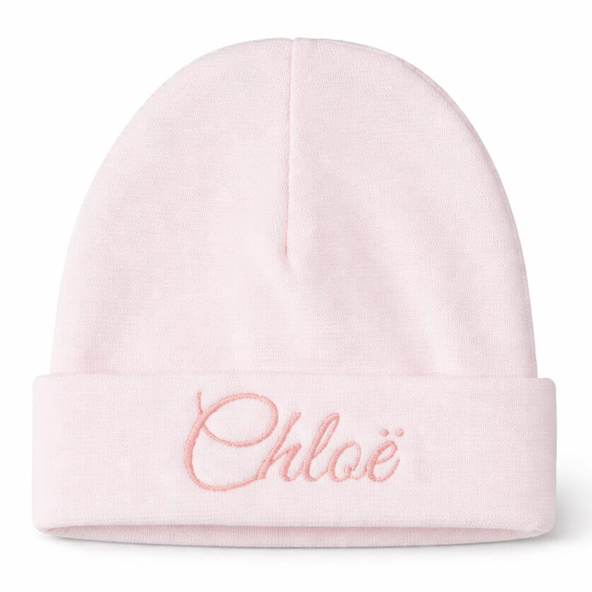 Licht roze gepersonaliseerd Newborn Mutsje met Naam – 100% Katoen – Geborduurd Baby Babybeanie