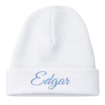 Wit gepersonaliseerd Newborn Mutsje met Naam – 100% Katoen – Geborduurd Baby Babybeanie