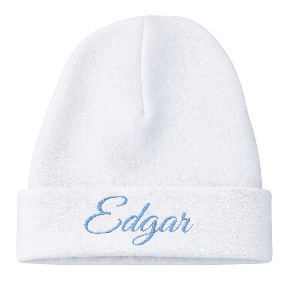 Wit gepersonaliseerd Newborn Mutsje met Naam – 100% Katoen – Geborduurd Baby Babybeanie