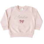 Licht roze sweater met naam of eigen opdruk - Laatste stuks maat: 104 - 110 - 116