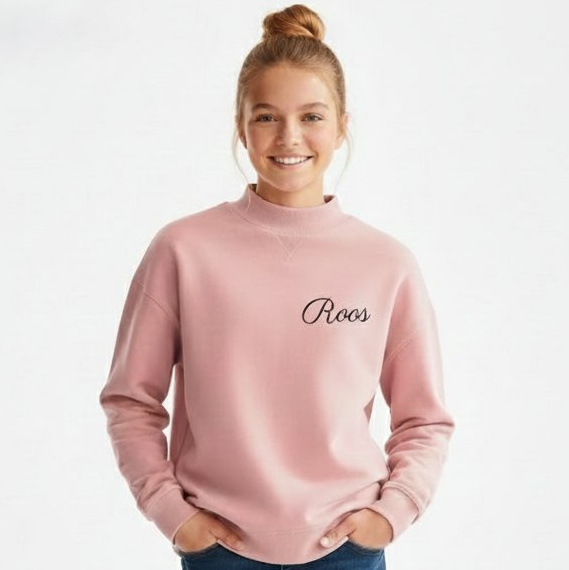 Gepersonaliseerde Kindertrui roze Sweater met Naam – Comfortabele Oversized Trui – Maat 146/152