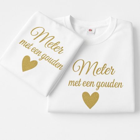 Witte sweater " Meter - metie - mama met een gouden hart " - meter cadeau - XL of XXL OP=OP