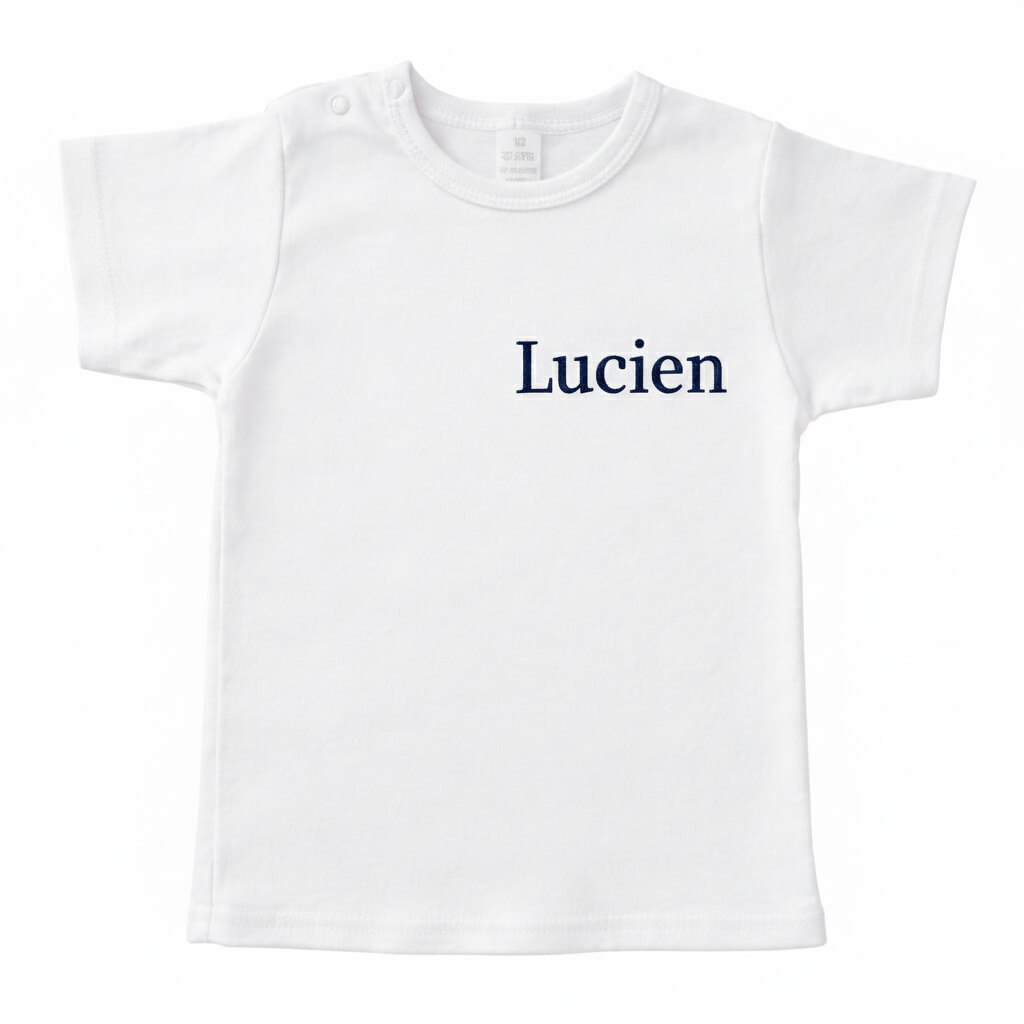 Gepersonaliseerd witte t-shirt met naam - Geborduurd - uniek cadeau