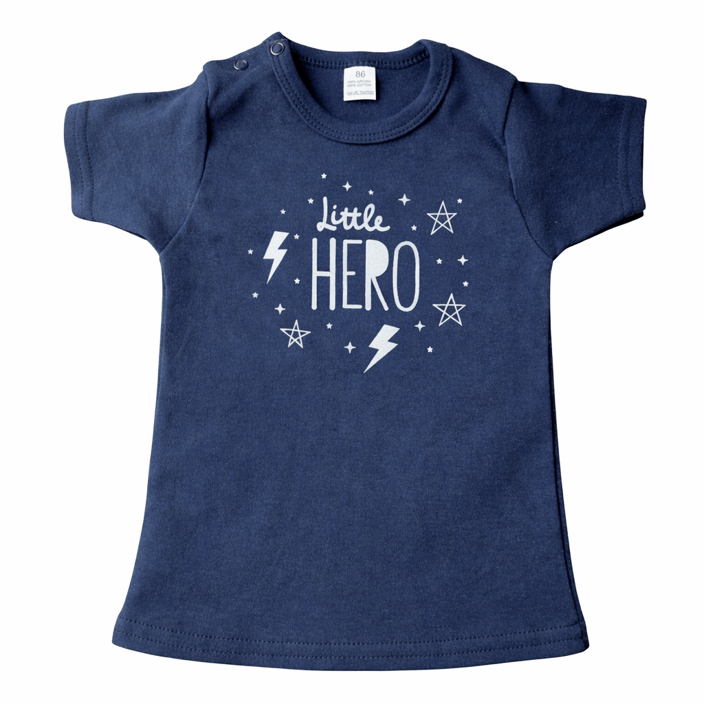 Blauwe peuter t-shirt little hero - 86