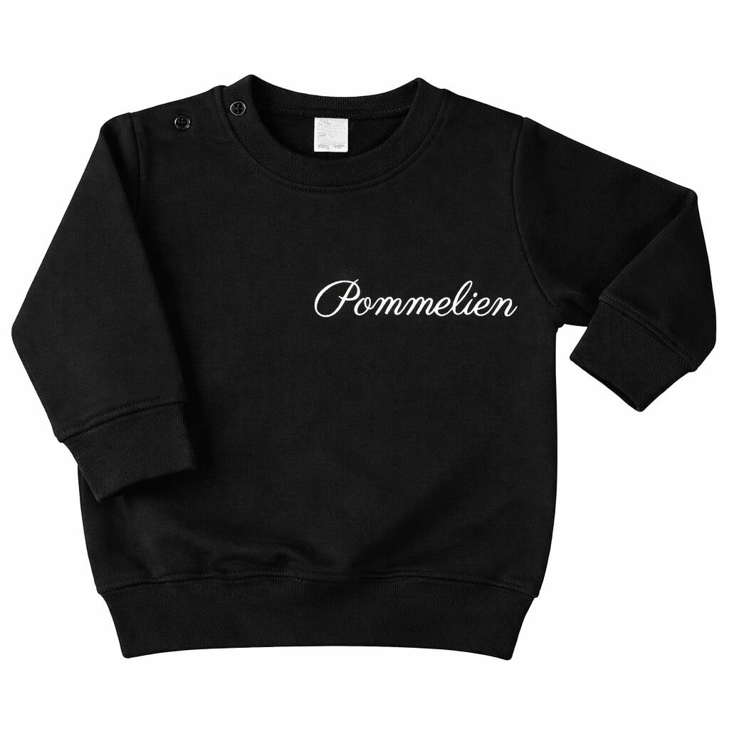 Zwarte kinder sweater met naam geborduurd - 74 tot 152