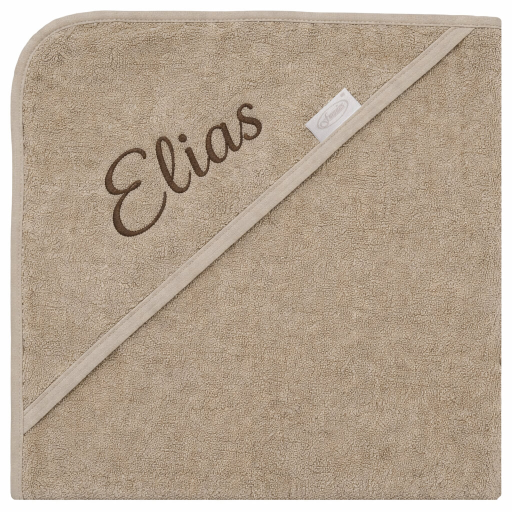 Gepersonaliseerde Baby Badcape met Naam – Beige – 80x80 cm