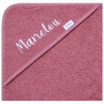 Gepersonaliseerde Baby Badcape met Naam – Klei roze – 80x80 cm