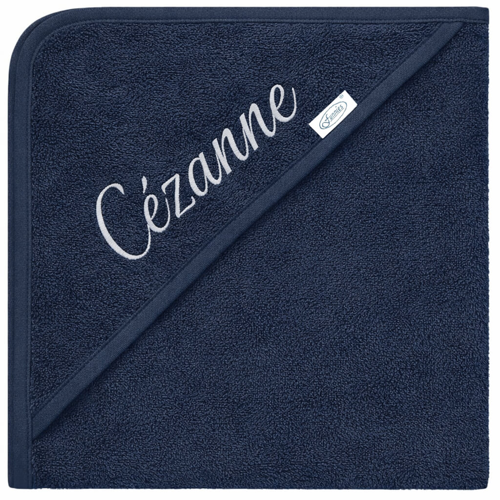 Gepersonaliseerde Baby Badcape met Naam – Marineblauw – 80x80 cm