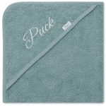 Gepersonaliseerde Baby Badcape met Naam – Oud groen – 80x80 cm