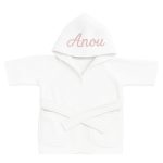 Witte baby badjas met geborduurde naam 6-12 maand