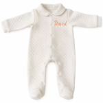 Wit geruit geborduurd baby kruippakje / boxpakje / pyjama met naam - 6 maand