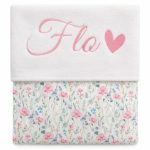 Gepersonaliseerd bloemen deken met naam geborduurd - klaprozen