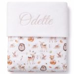 Gepersonaliseerd baby dieren dekentje met naam geborduurd - egel / vogel / vosje / hertje
