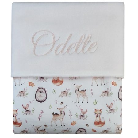 Gepersonaliseerd baby dieren dekentje met naam geborduurd - egel / vogel / vosje / hertje