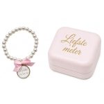 Parel armband roze strik