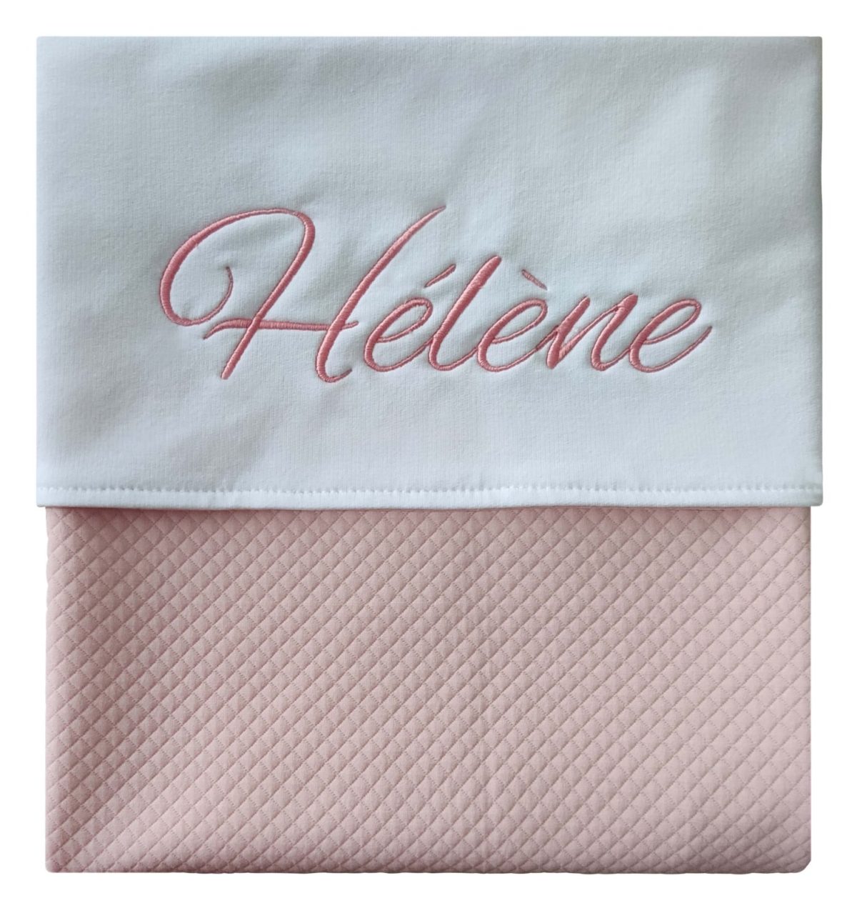 Gepersonaliseerd oud roze baby deken met naam geborduurd (ruitje)