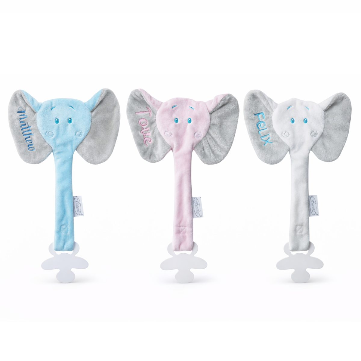 Gepersonaliseerd Olifant Speendoekje met Naam – Geborduurd Tutpopje – 21x17 cm