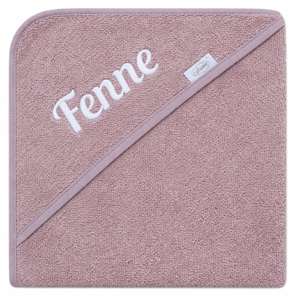 Gepersonaliseerde Baby Badcape met Naam – Oudroze – 80x80 cm