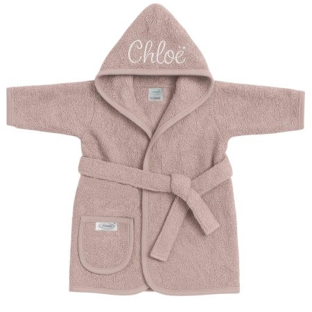 Poeder roze baby / peuter / kleuter badjas met naam geborduurd