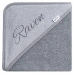Gepersonaliseerde Baby Badcape met Naam – grijs – 80x80 cm