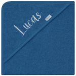 Gepersonaliseerde Baby Badcape met Naam – donkerblauw – 80x80 cm