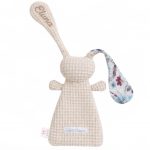 Gepersonaliseerde Knuffel met Naam – Handgemaakt – konijn – Beige wafelstof tetra bloemen