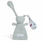 Gepersonaliseerde Knuffel met Naam – Handgemaakt – konijn – Oud groene wafelstof tetra bloemen