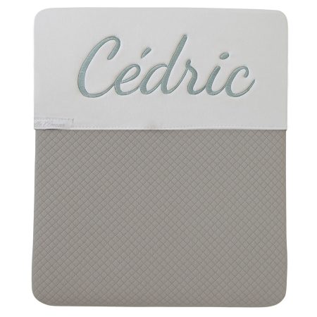 Grijs geruit babydeken met naam - geborduurd cadeau