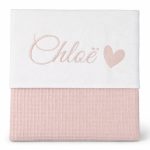 Oud roze baby deken met naam geborduurd - wafeldeken