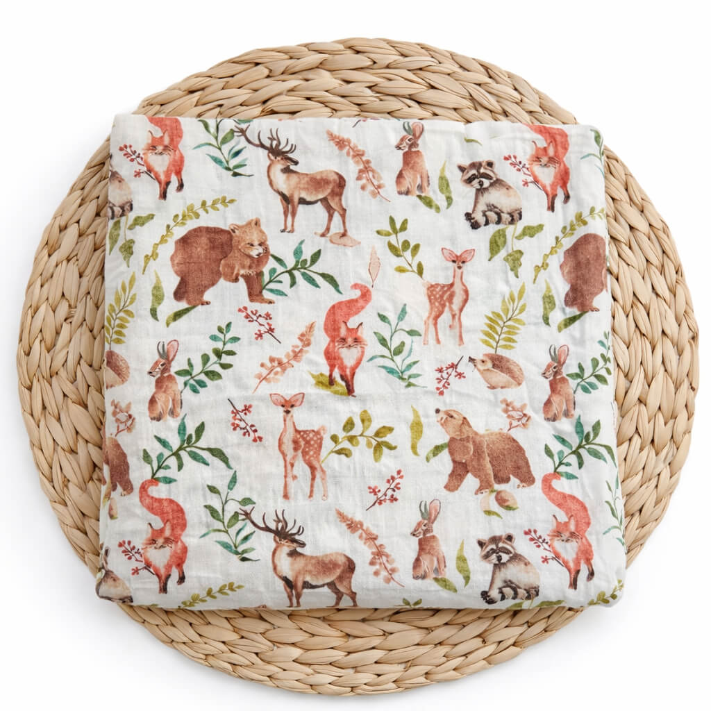 Luxe Hydrofiele Doek XL 120x120 cm – Bosdieren – Extra Zachte Katoenen Swaddle