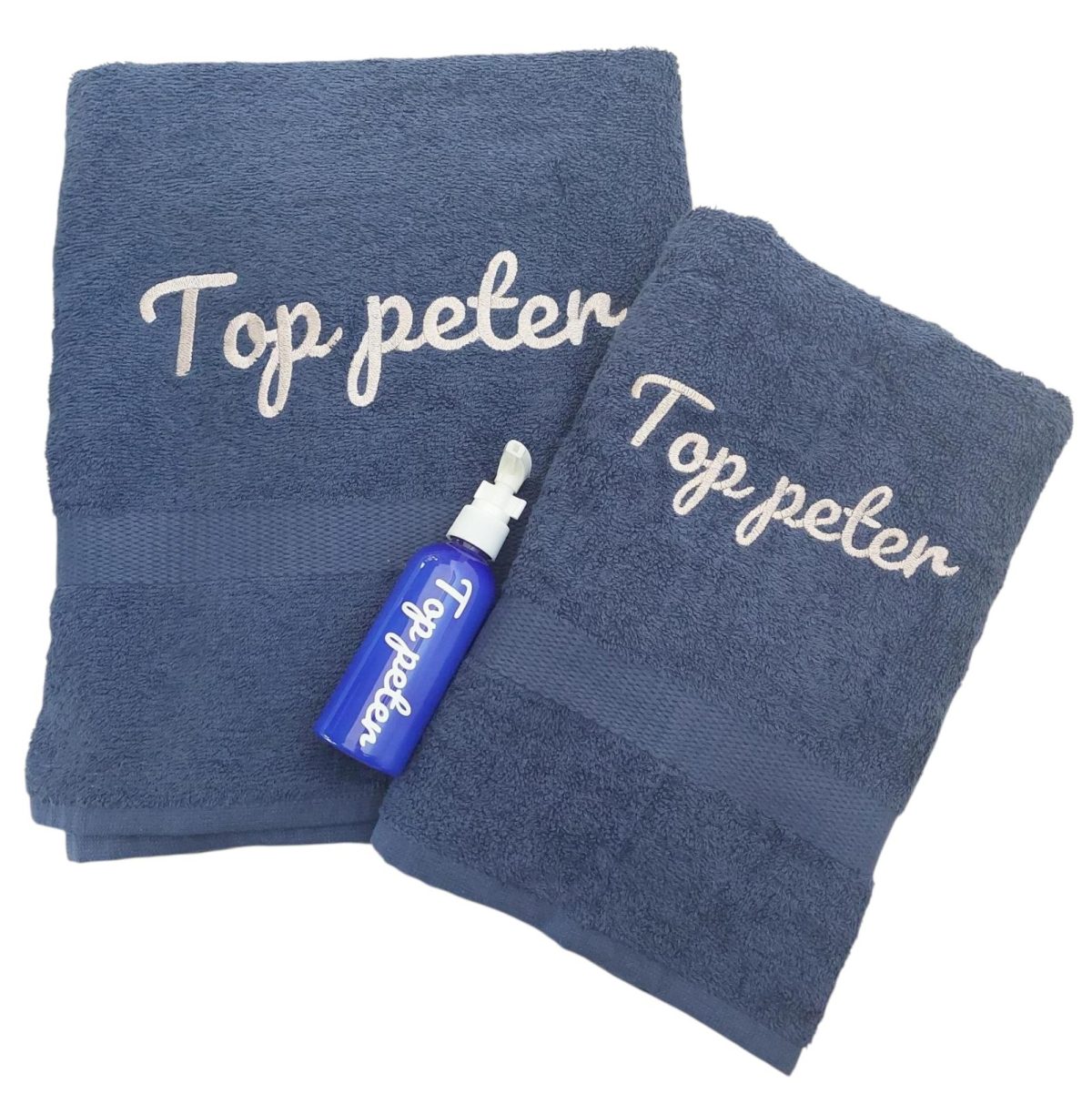 Donkerblauw handdoeken pakket top peter cadeau - Met gratis zeepje