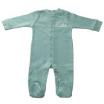 Groen geborduurd baby kruippakje / boxpakje / pyjama met naam