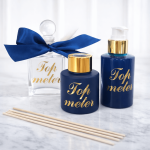 Gepersonaliseerd Luxe Cadeaupakket – Blauw & Goud met Eigen Tekst (3-delig)