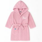 Roze kinder badjas met naam geborduurd - 4 - 10 jaar