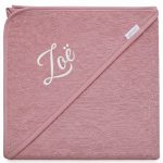 Gepersonaliseerde Baby badcape met naam – poeder roze – 80x80 cm