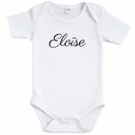 Witte baby romper / body met naam – Personaliseerbaar - Maat 56 tot 92