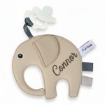 Gepersonaliseerd Olifant Labeldoekje met Naam – Beige