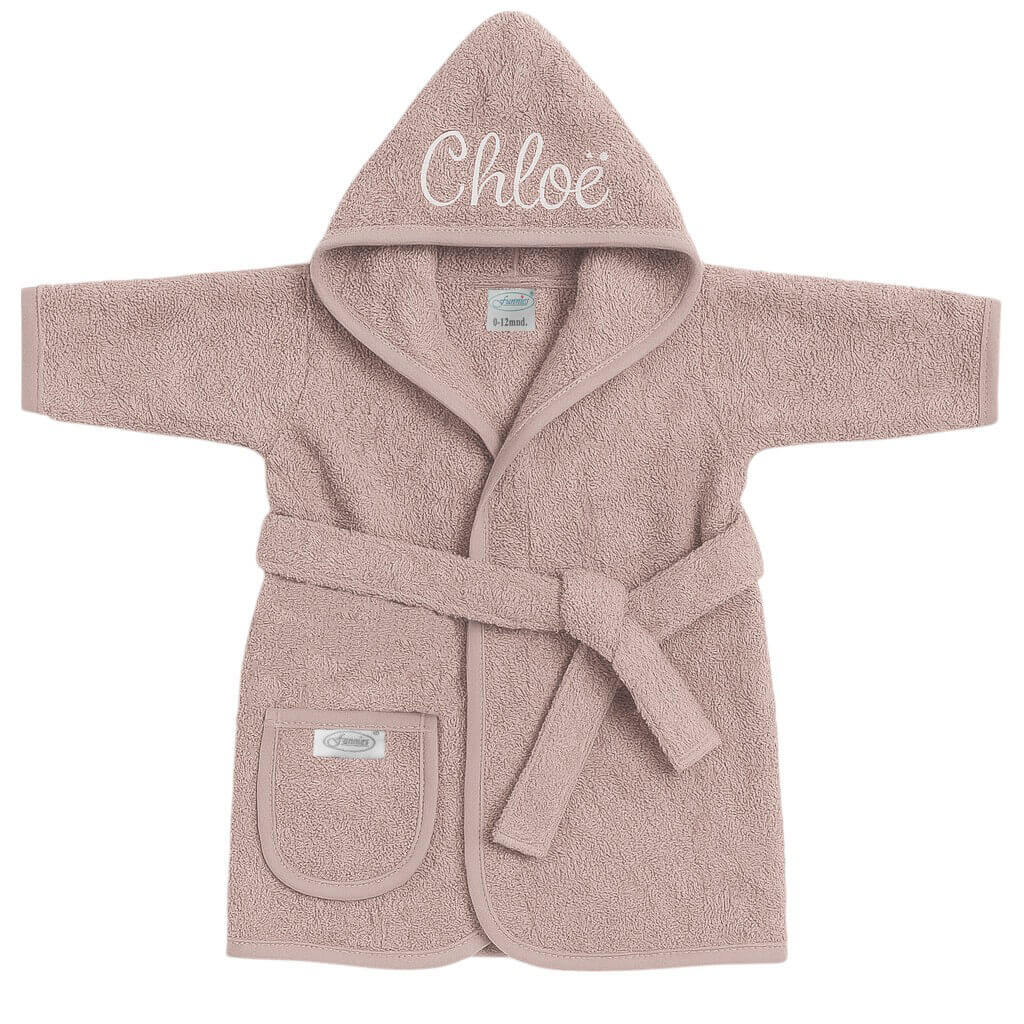 Oud roze baby / peuter / kleuter / kinder badjas met naam geborduurd - tot 10jaar