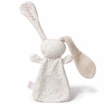 Gepersonaliseerde Wafelstof Knuffel met Naam – Geborduurd Kraamcadeau - Beige mini bloemen