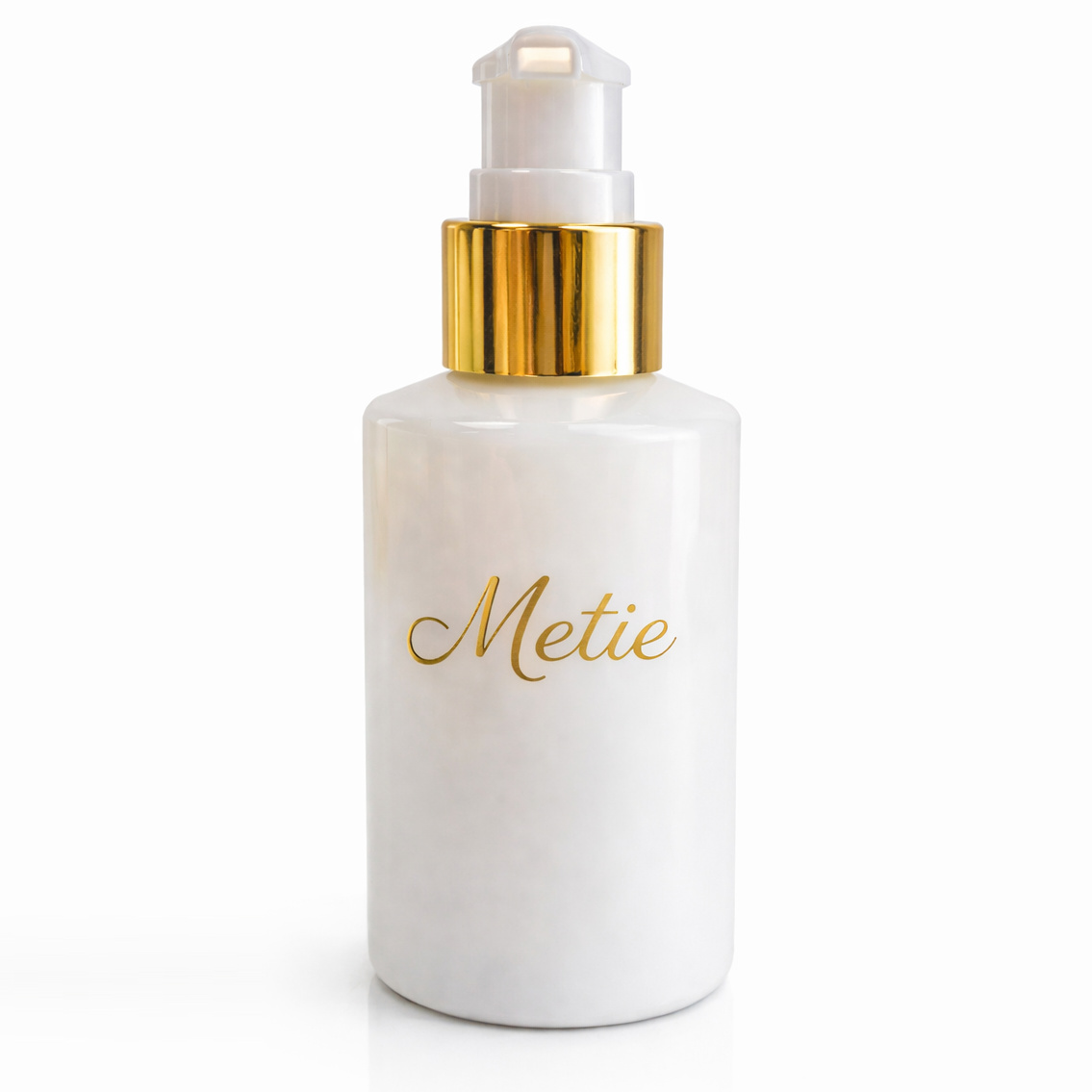 Zeeppompje met eigen tekst – Luxe wit & goud handzeep (100ml)